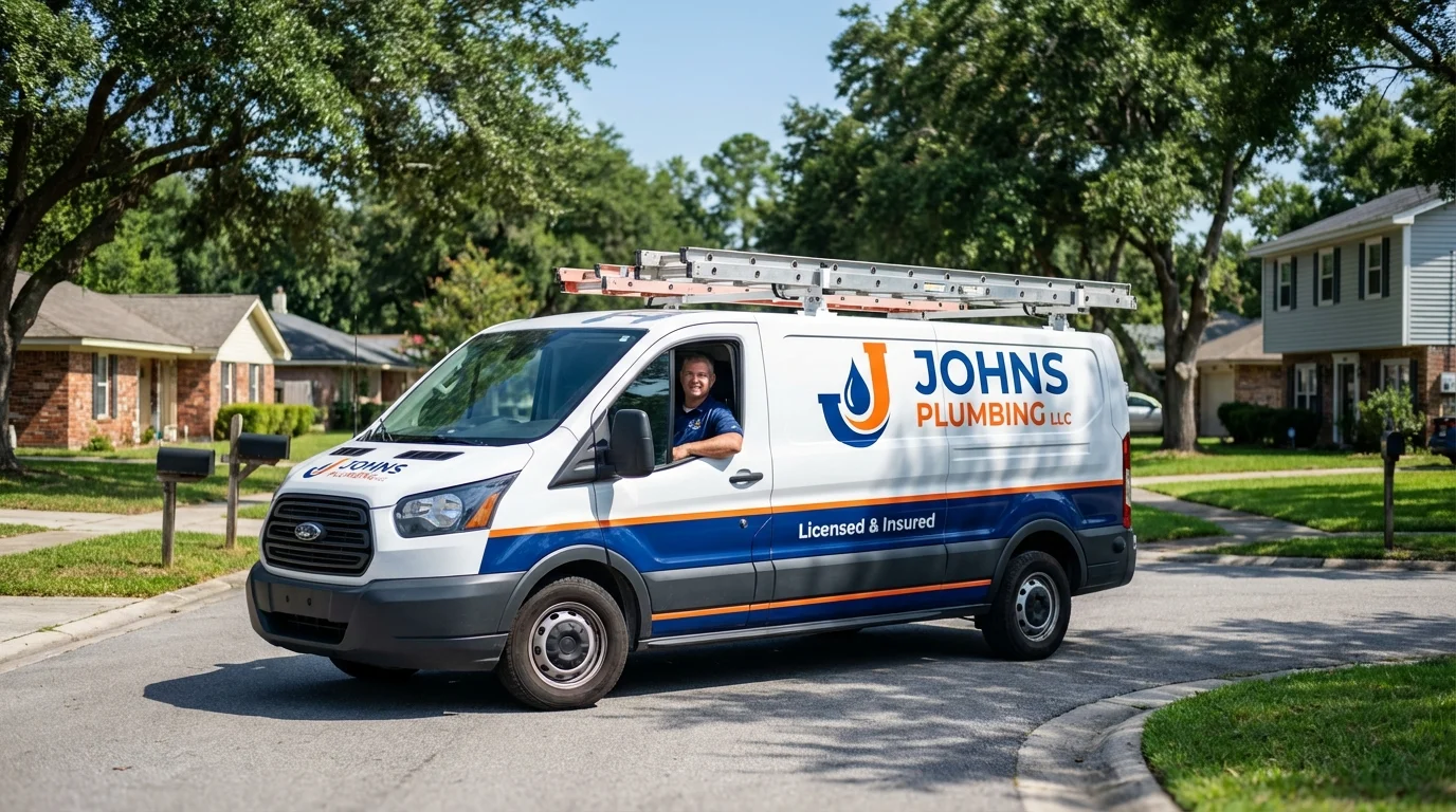 Johns Plumbing LLC service van in Lewis Center, OH