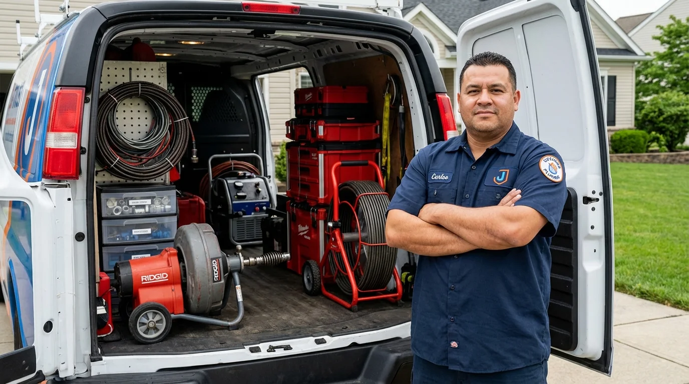 Professional drain cleaning equipment and Johns Plumbing LLC plumber in Lewis Center