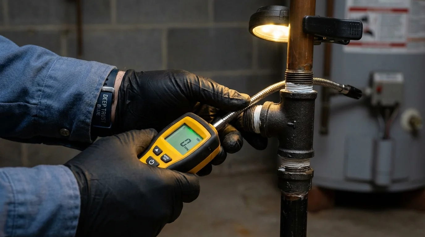 Gas leak detection with electronic sniffer by Johns Plumbing LLC in Lewis Center